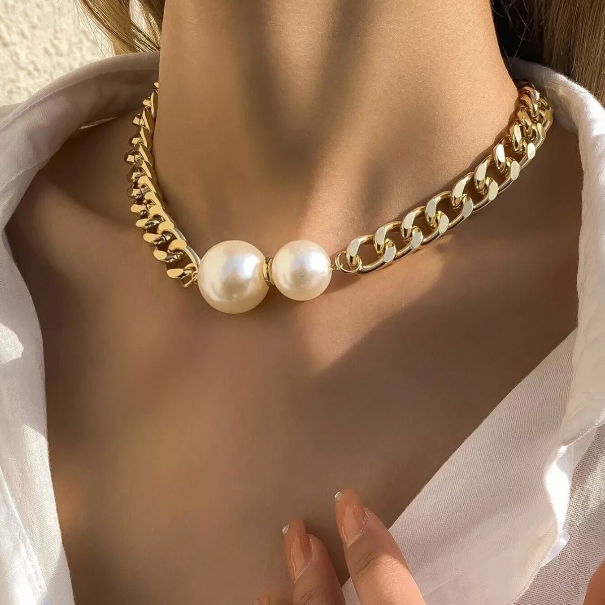 18K Gold - Plated Pearl Necklace - 