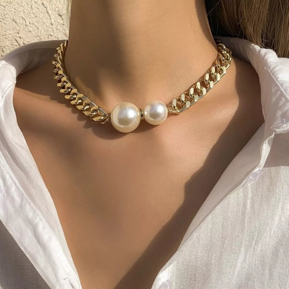 18K Gold - Plated Pearl Necklace - 