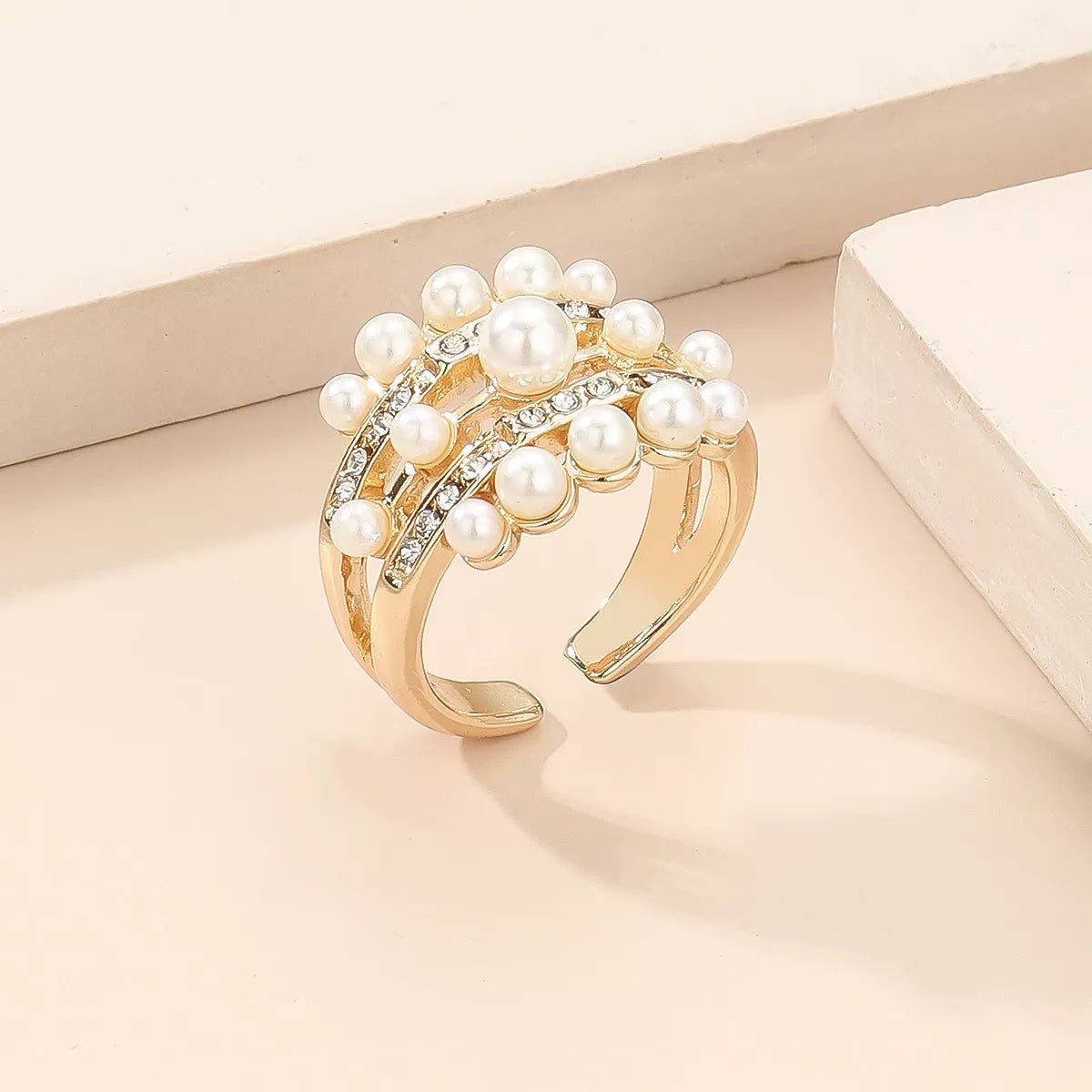 18K Gold - Plated Pearl Open Ring - 