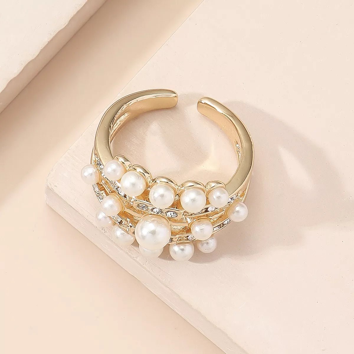 18K Gold - Plated Pearl Open Ring - 