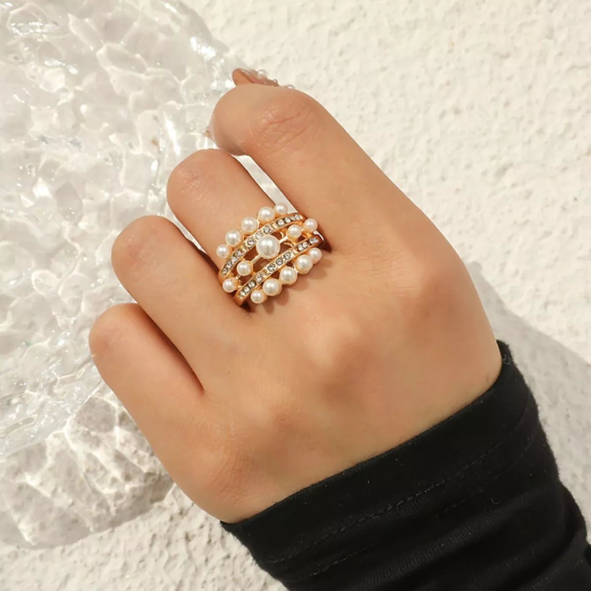 18K Gold - Plated Pearl Open Ring - 