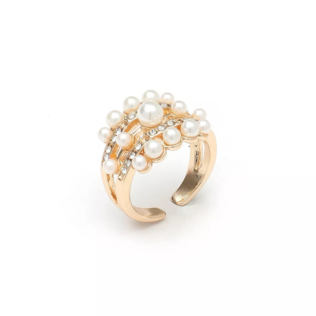 18K Gold - Plated Pearl Open Ring - 