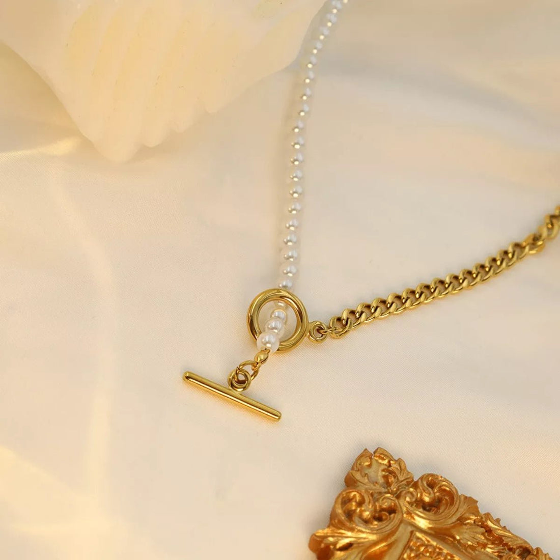 18K Gold - Plated Pearl Toggle Necklace - 