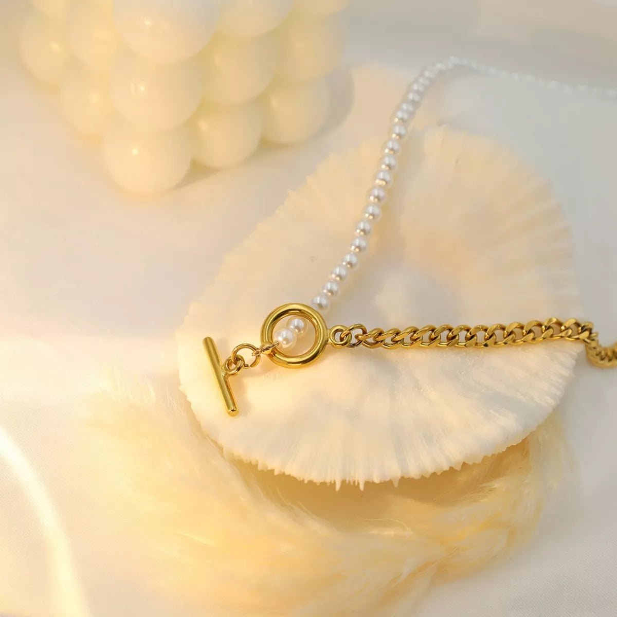 18K Gold - Plated Pearl Toggle Necklace - 
