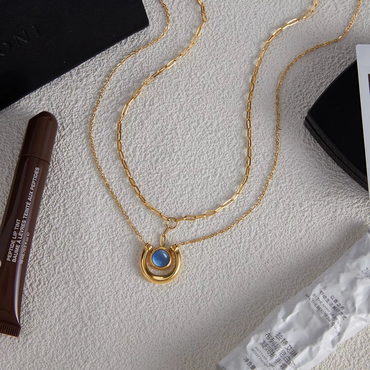 18K Gold - Plated Pendant Necklace Set - 