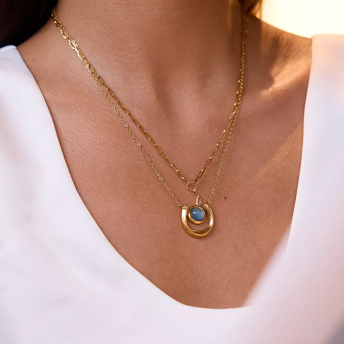 18K Gold - Plated Pendant Necklace Set - 