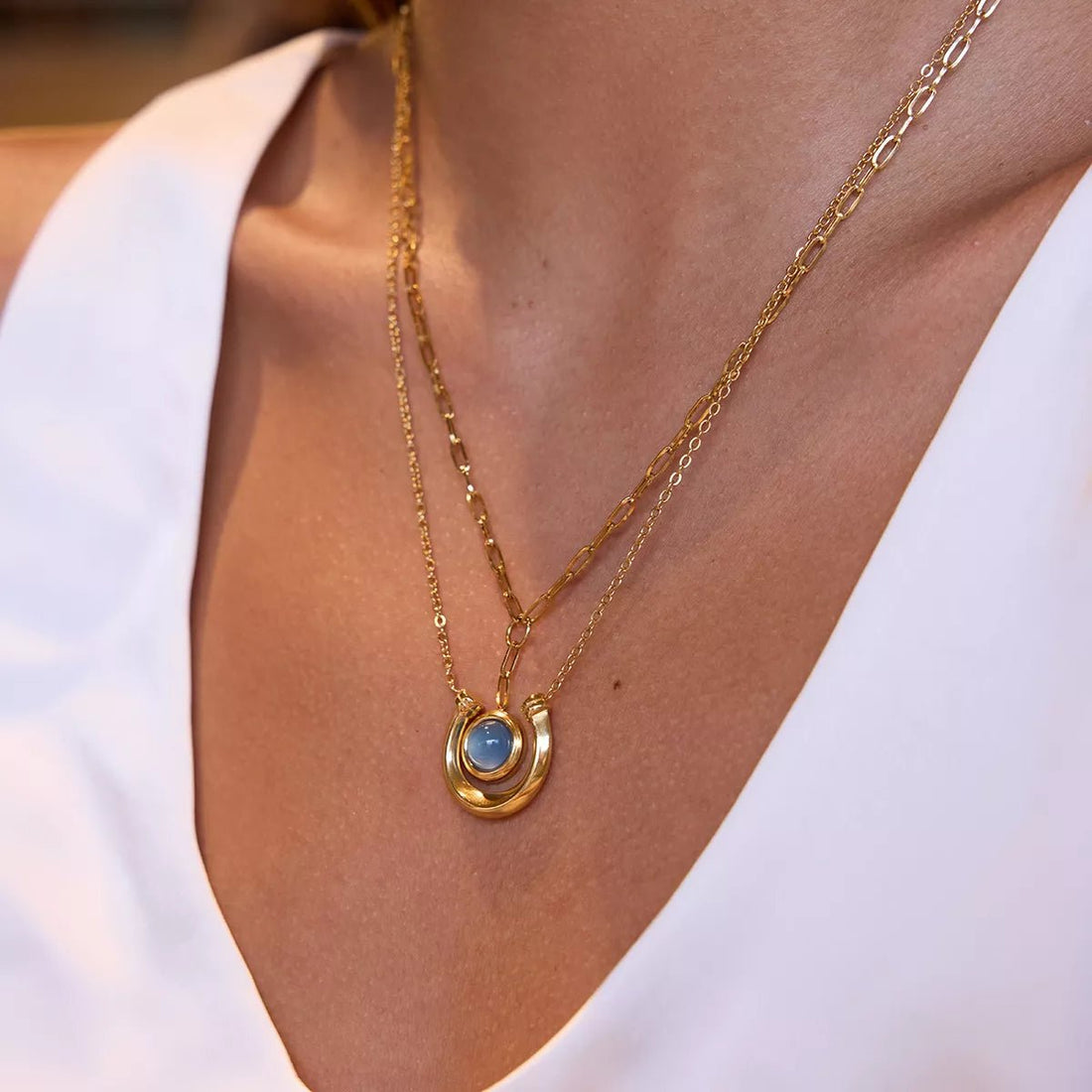 18K Gold - Plated Pendant Necklace Set - 