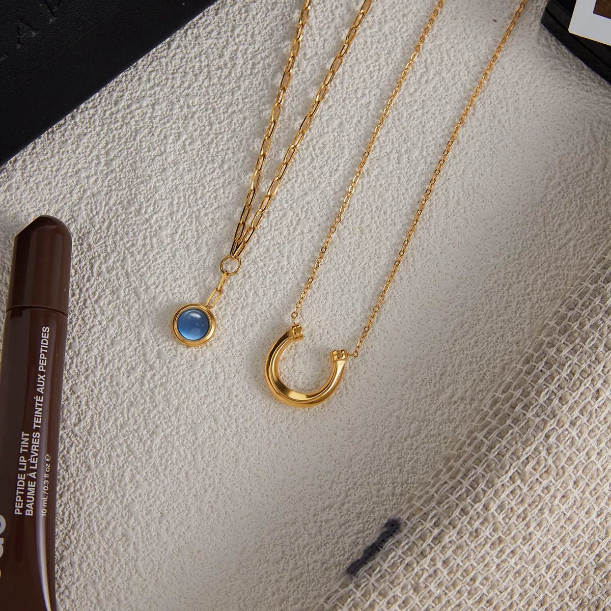 18K Gold - Plated Pendant Necklace Set - 