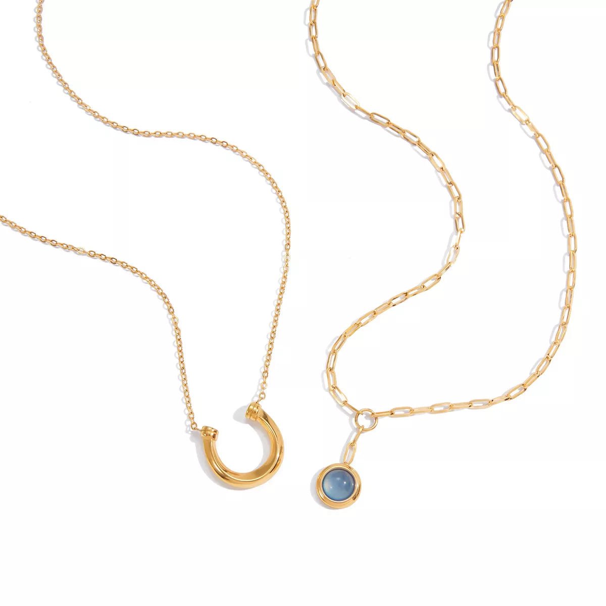 18K Gold - Plated Pendant Necklace Set - 