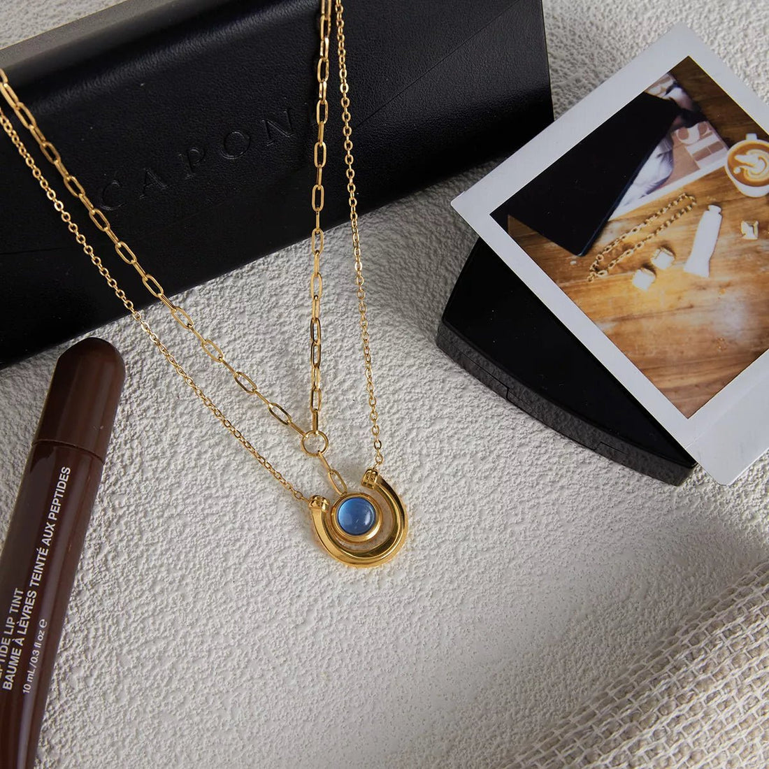 18K Gold - Plated Pendant Necklace Set - 
