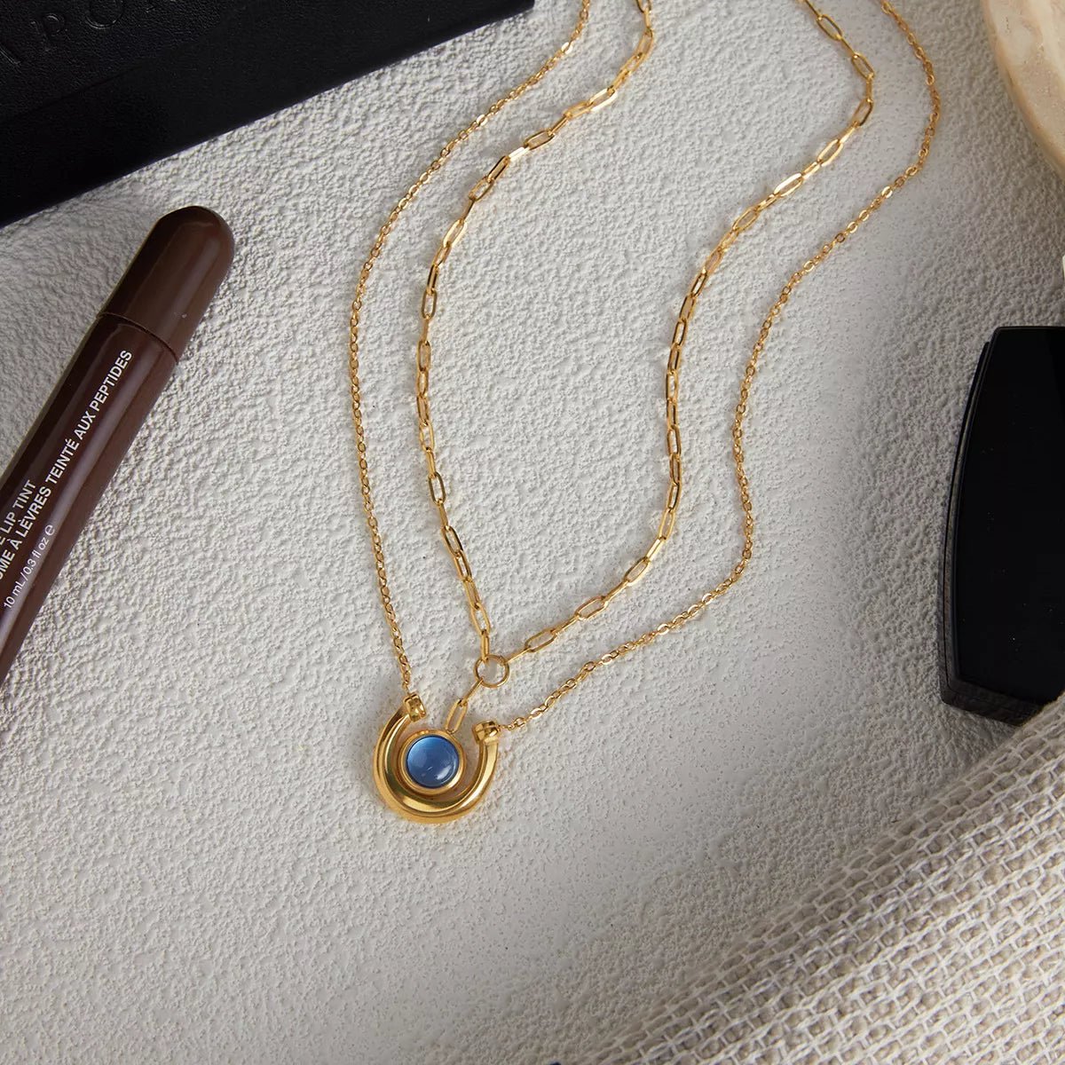 18K Gold - Plated Pendant Necklace Set - 