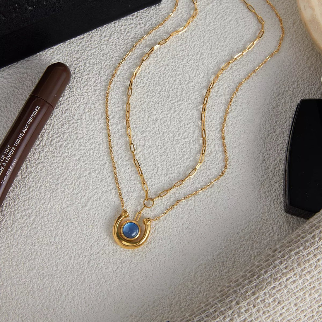 18K Gold - Plated Pendant Necklace Set - 