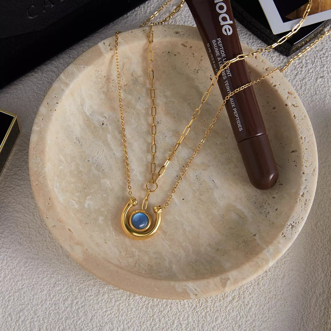 18K Gold - Plated Pendant Necklace Set - 