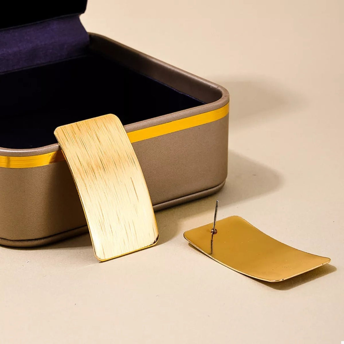 18K Gold - Plated Rectangle Earrings - 
