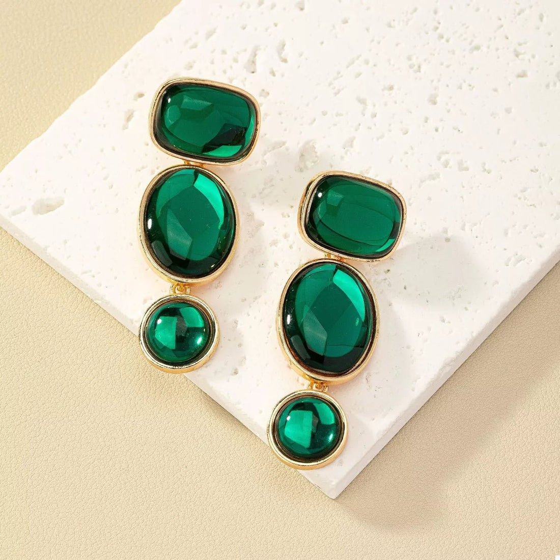 18K Gold - Plated Resin Drop Earrings - 