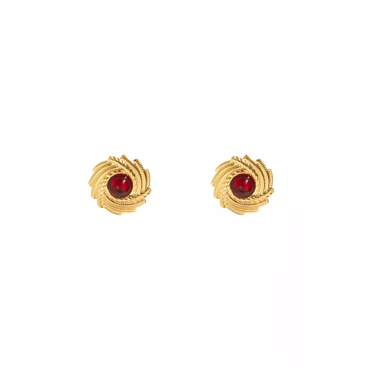 18K Gold - Plated Spiral Statement Earrings - 