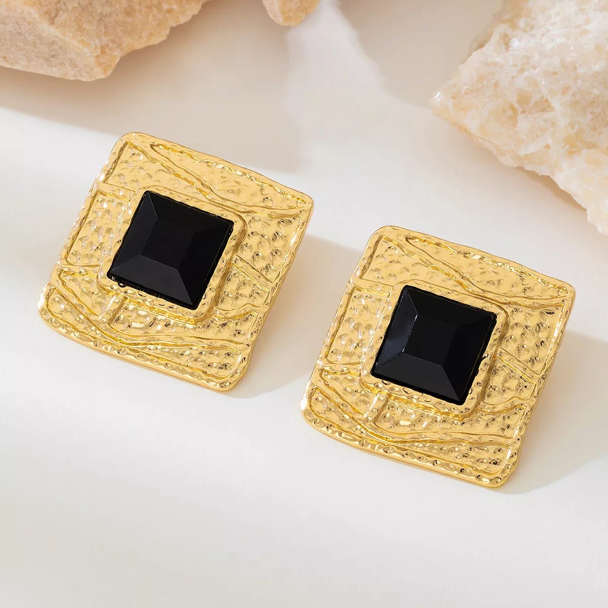 18K Gold - Plated Square Resin Earrings - 