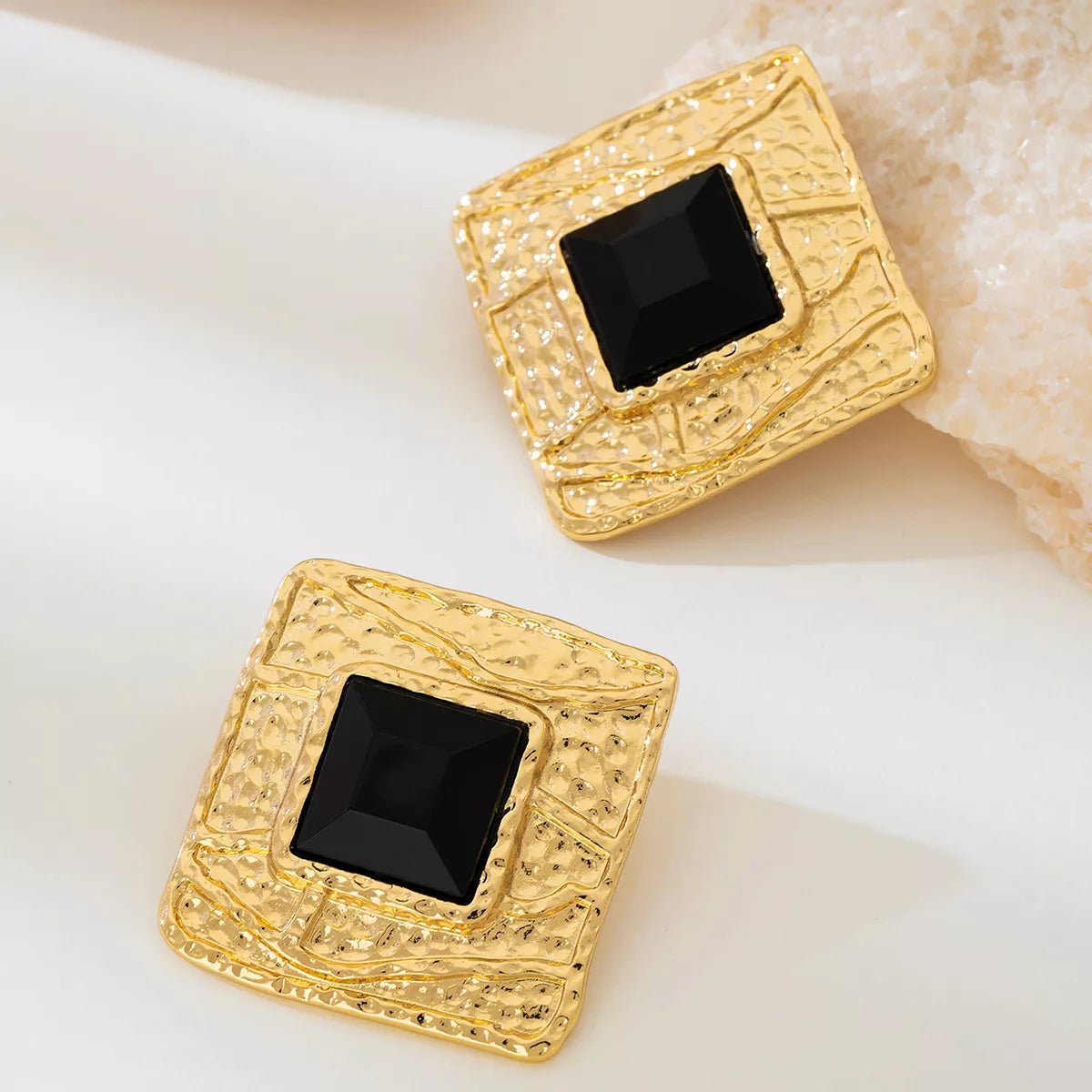 18K Gold - Plated Square Resin Earrings - 