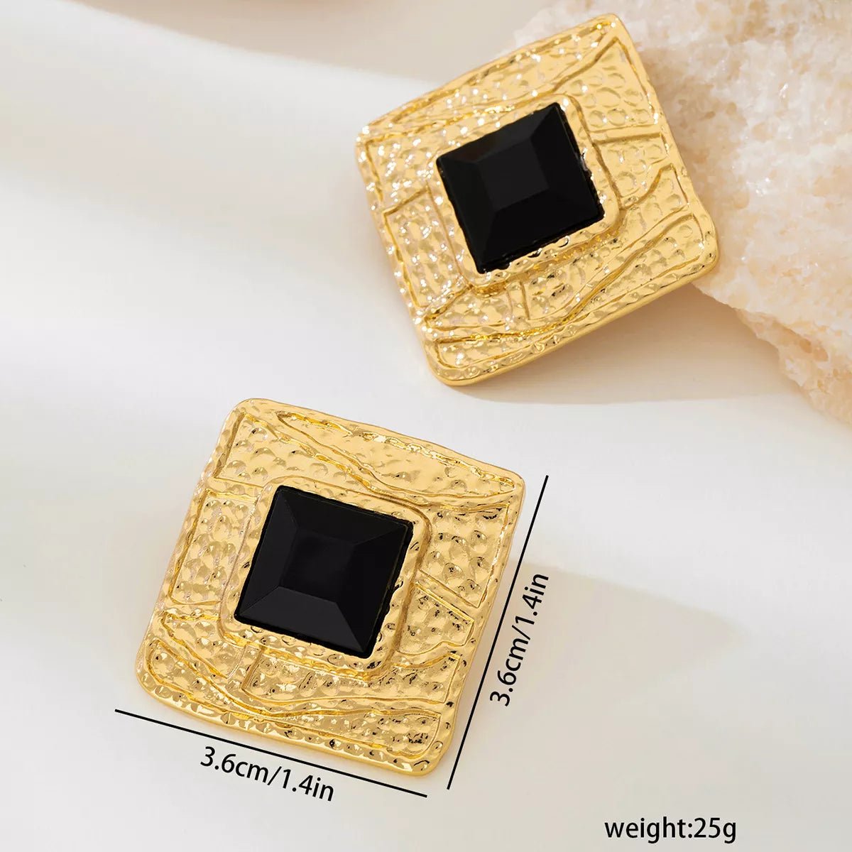 18K Gold - Plated Square Resin Earrings - 