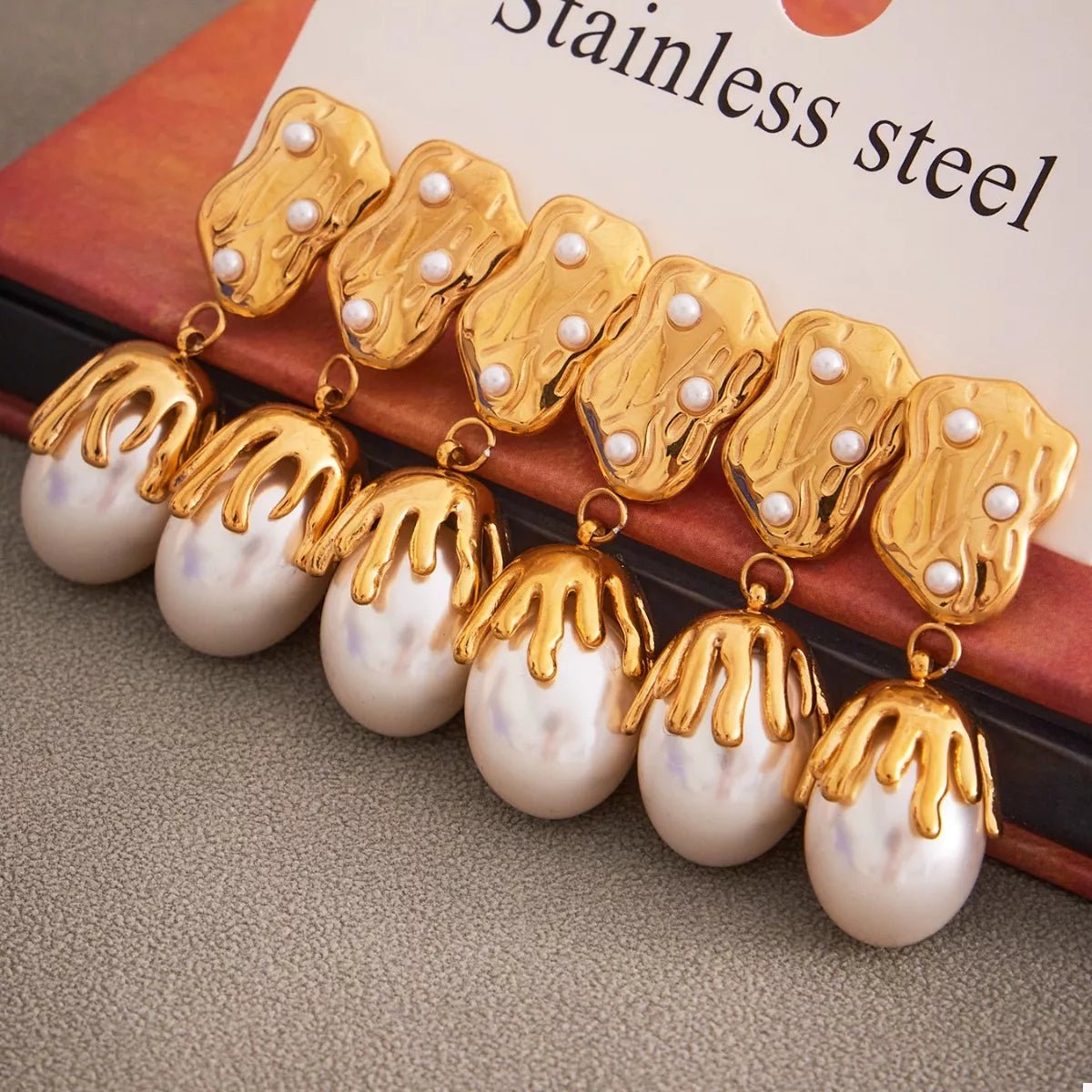 18K Gold - Plated Synthetic Pearl Drop Earrings - 