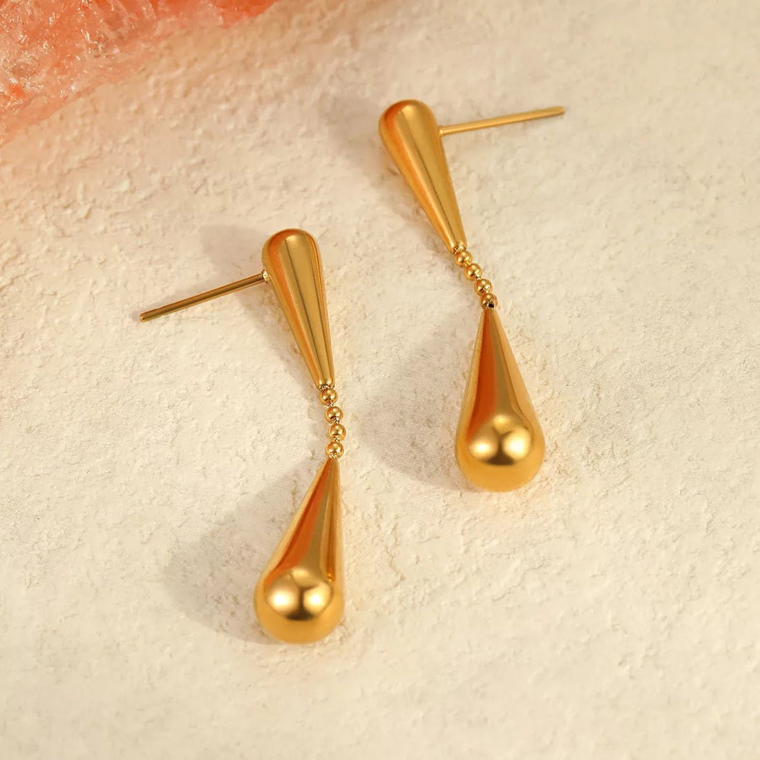 18K Gold - Plated Teardrop Drop Earrings - 