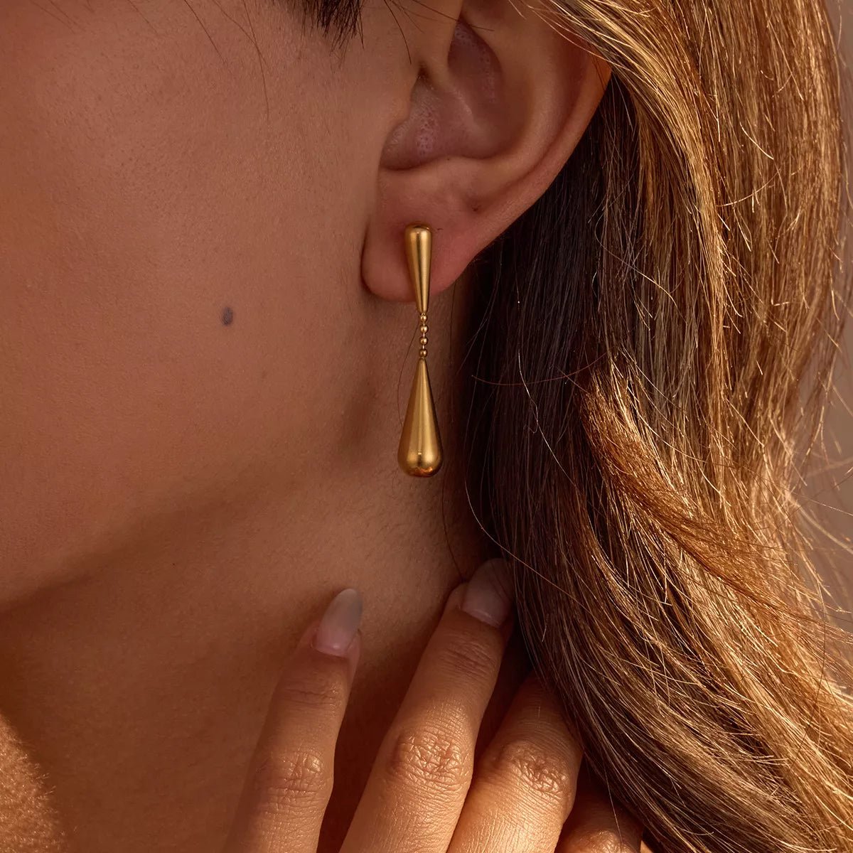 18K Gold - Plated Teardrop Drop Earrings - 