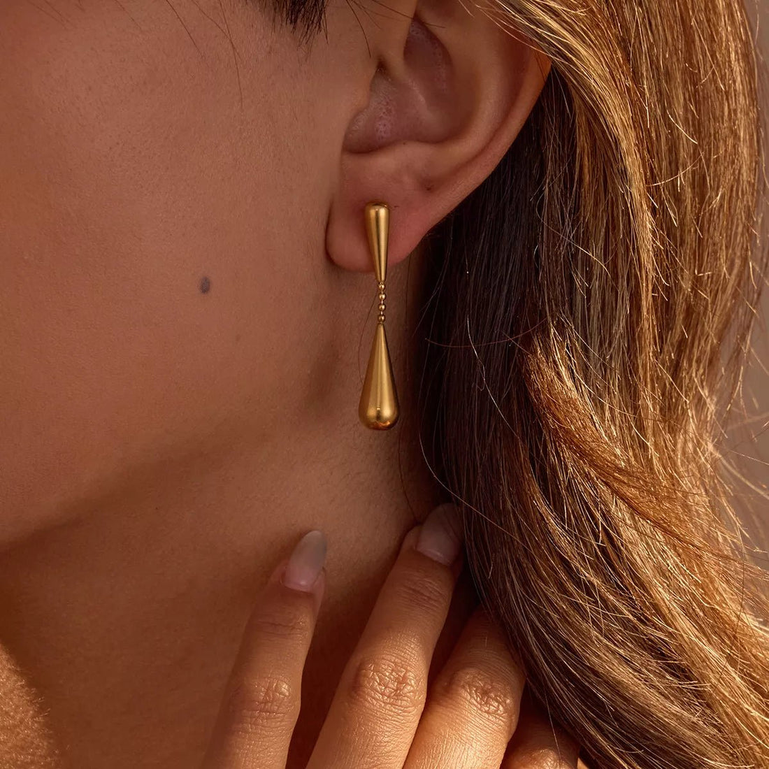 18K Gold - Plated Teardrop Drop Earrings - 