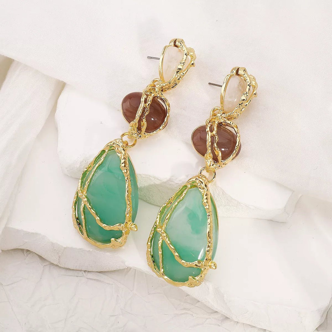 18K Gold - Plated Teardrop Earrings - 