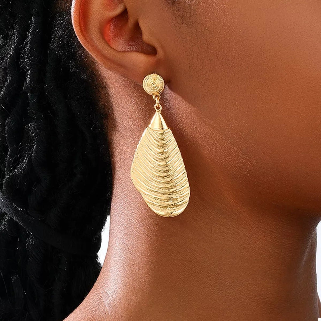 18K Gold - Plated Textured Dangle Earrings - 
