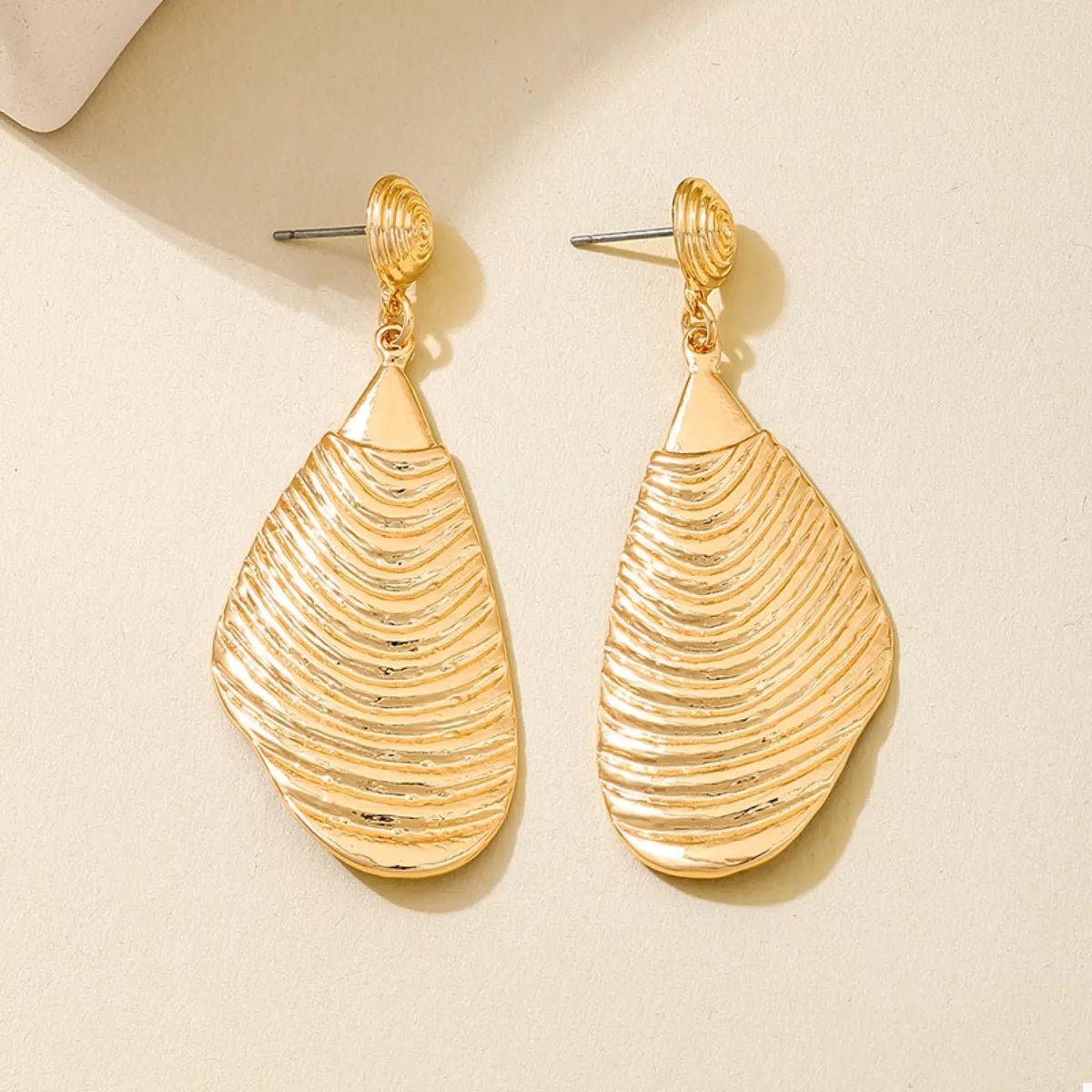 18K Gold - Plated Textured Dangle Earrings - 