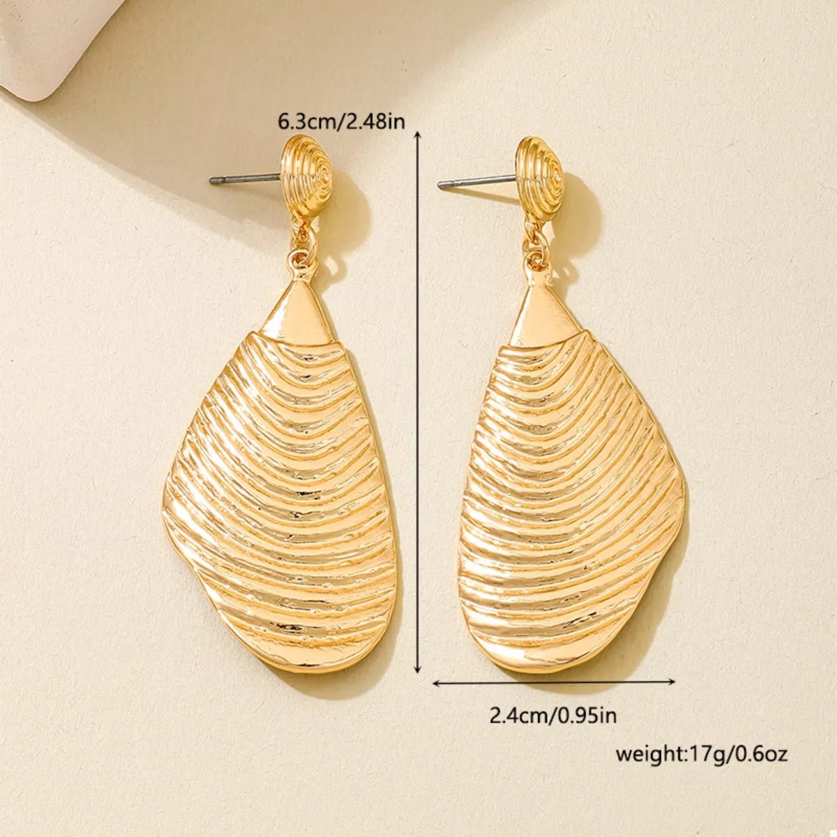 18K Gold - Plated Textured Dangle Earrings - 