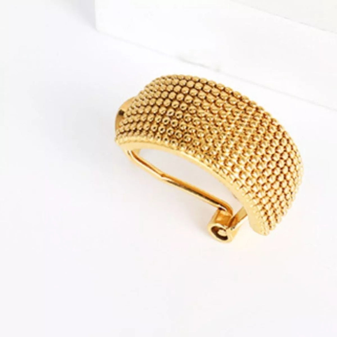 18K Gold - Plated Textured Wide Band Hoop Earrings - 