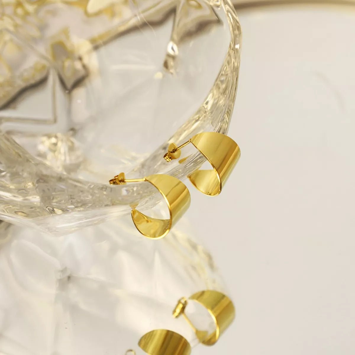 18K Gold - Plated Titanium Steel Stud Earrings - 