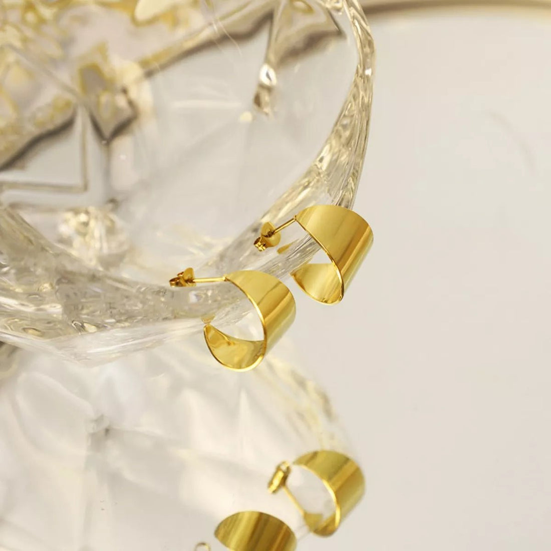 18K Gold - Plated Titanium Steel Stud Earrings - 