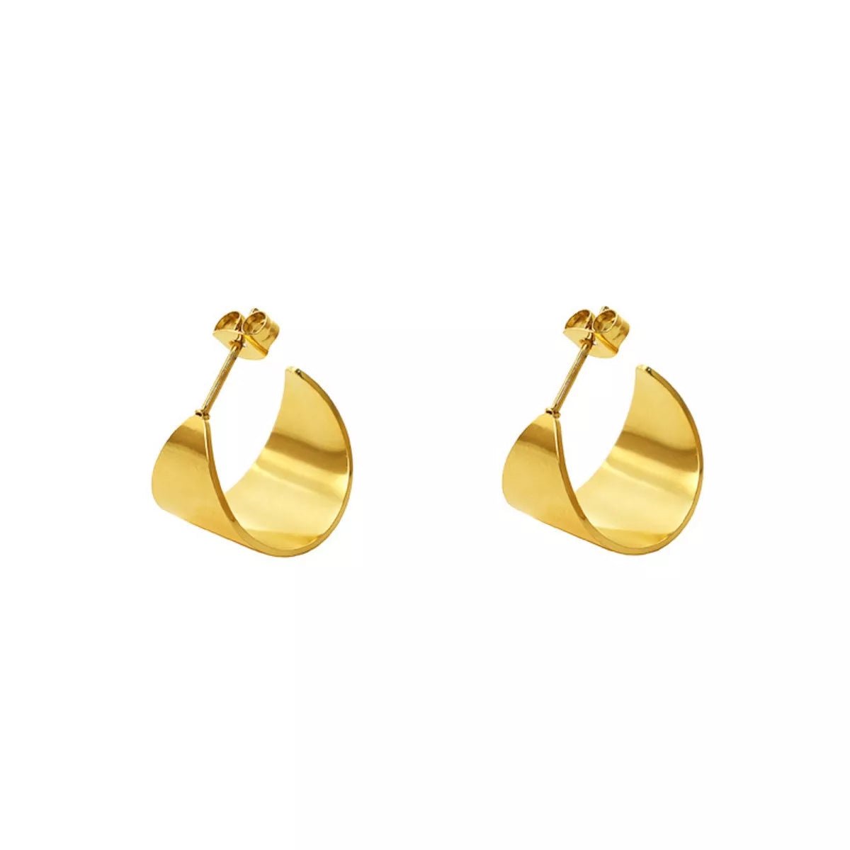 18K Gold - Plated Titanium Steel Stud Earrings - 