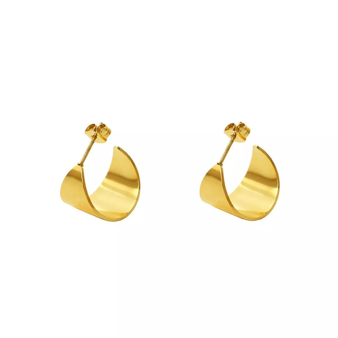 18K Gold - Plated Titanium Steel Stud Earrings - 