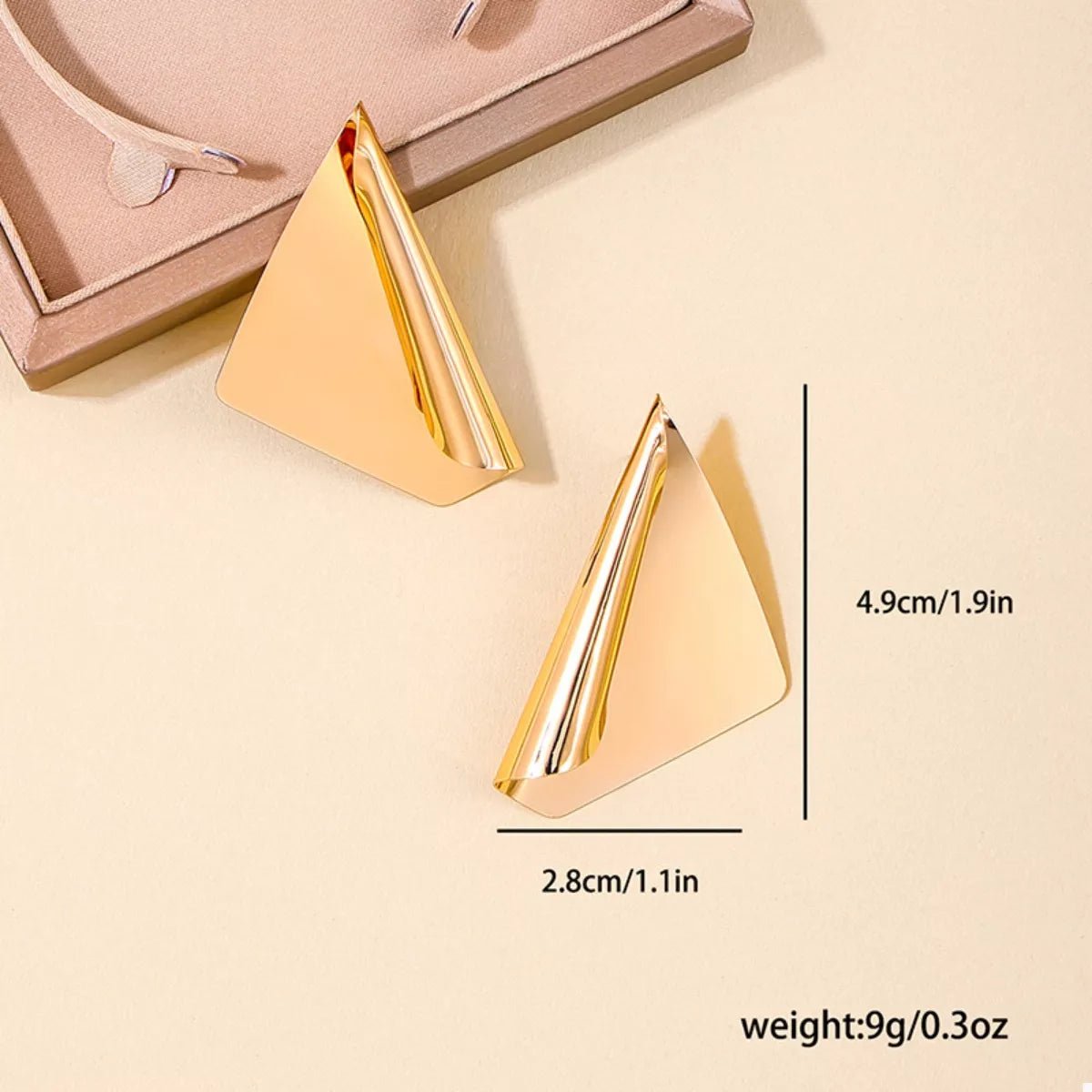 18K Gold - Plated Triangle Earrings - 