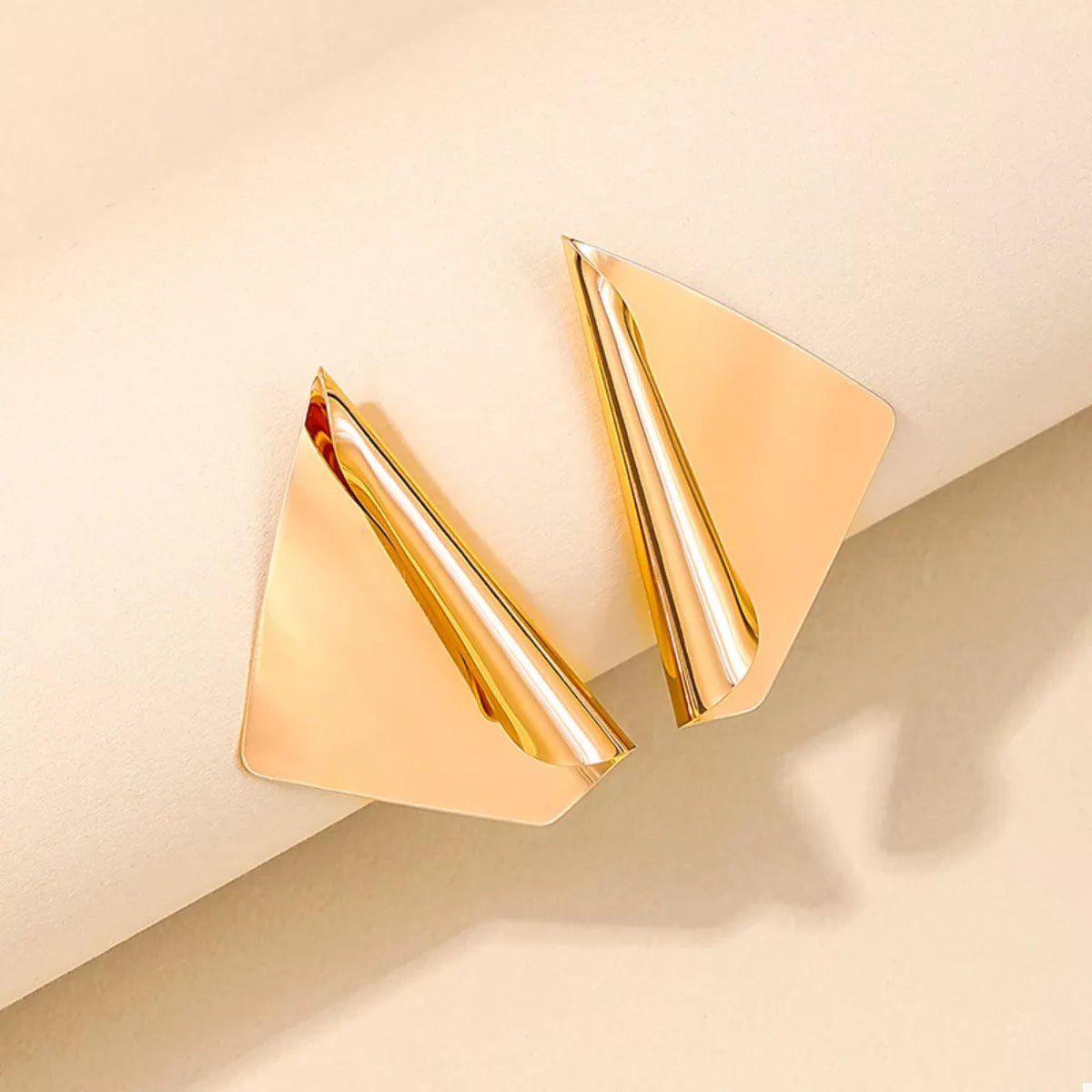 18K Gold - Plated Triangle Earrings - 