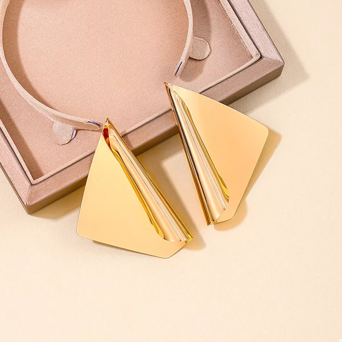 18K Gold - Plated Triangle Earrings - 
