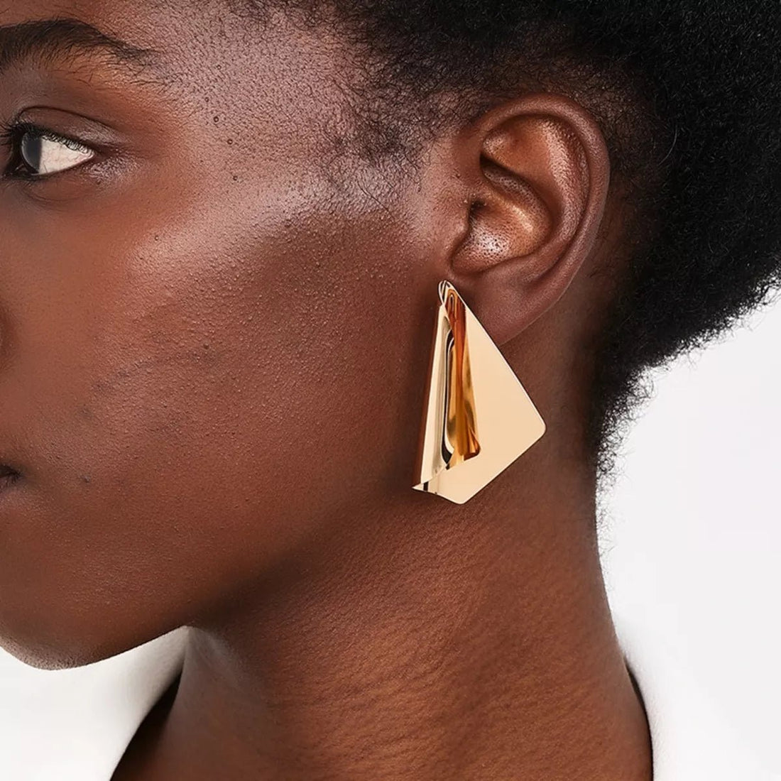 18K Gold - Plated Triangle Earrings - 