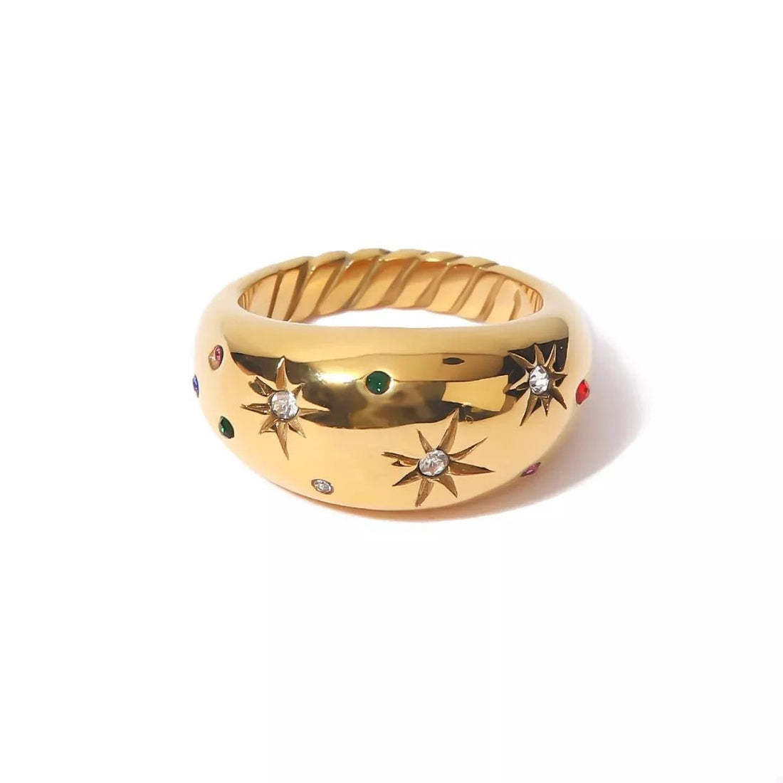 18K Gold - Plated Zircon Ring - 