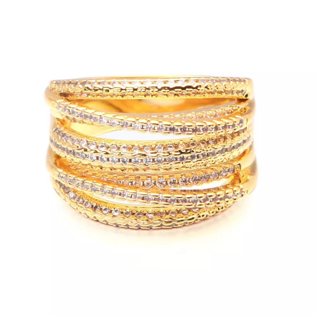 18K Gold - Plated Zircon Ring - 