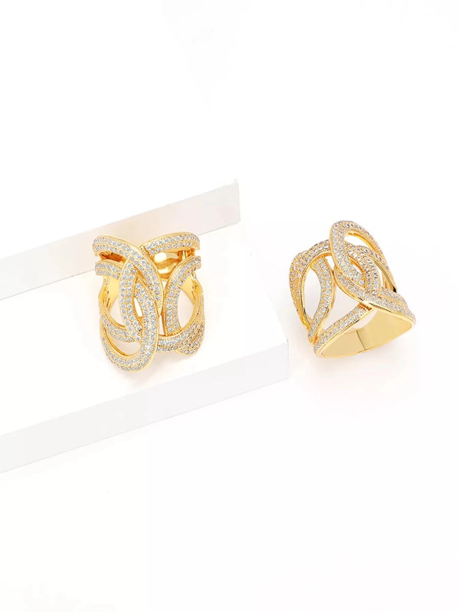 18K Gold - Plated Zircon Ring - 