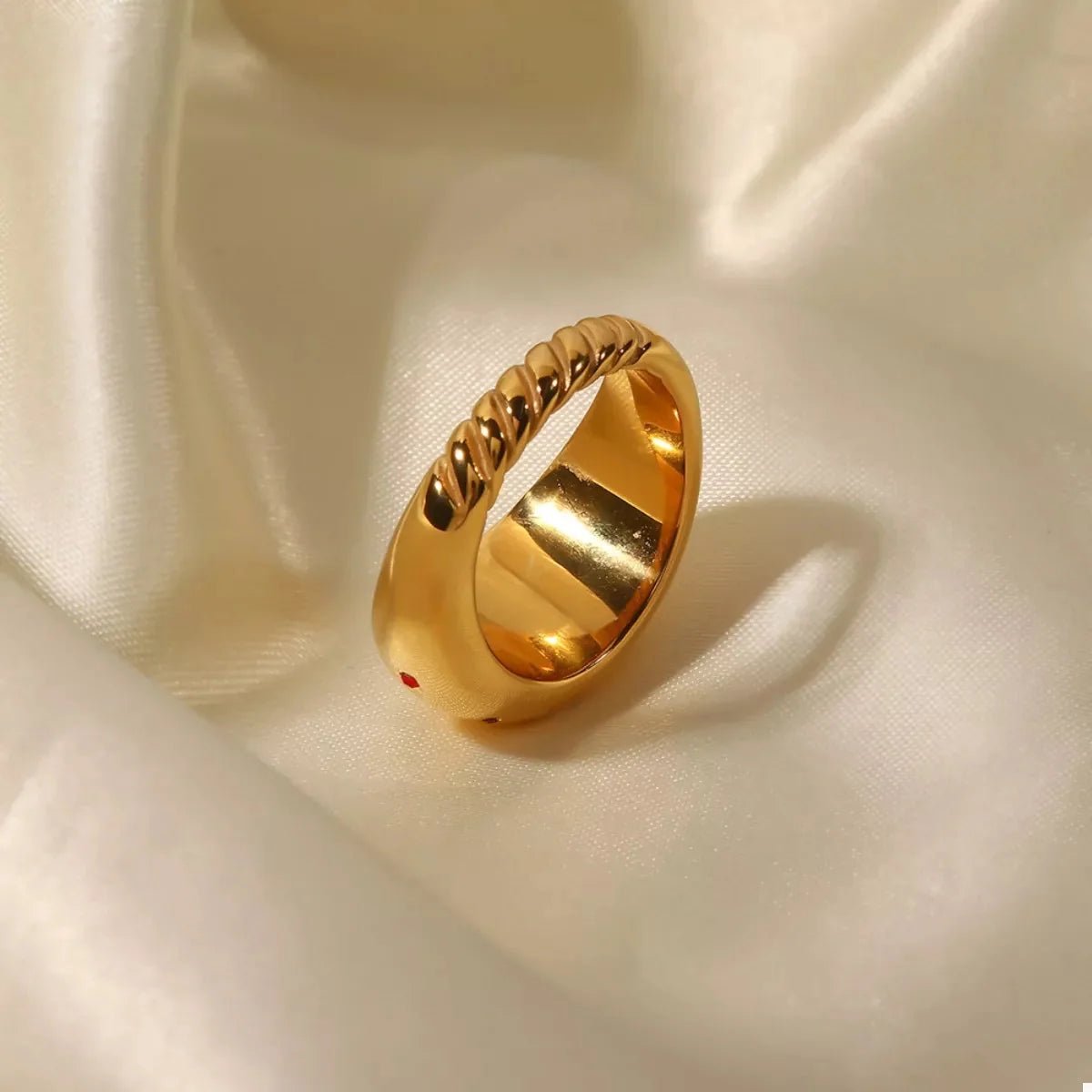 18K Gold - Plated Zircon Ring - 