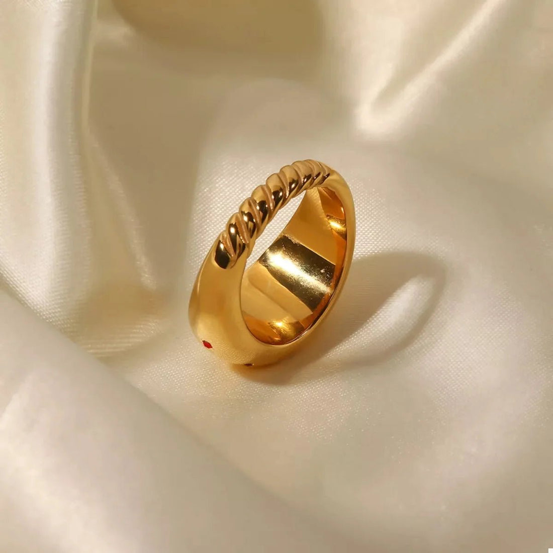 18K Gold - Plated Zircon Ring - 