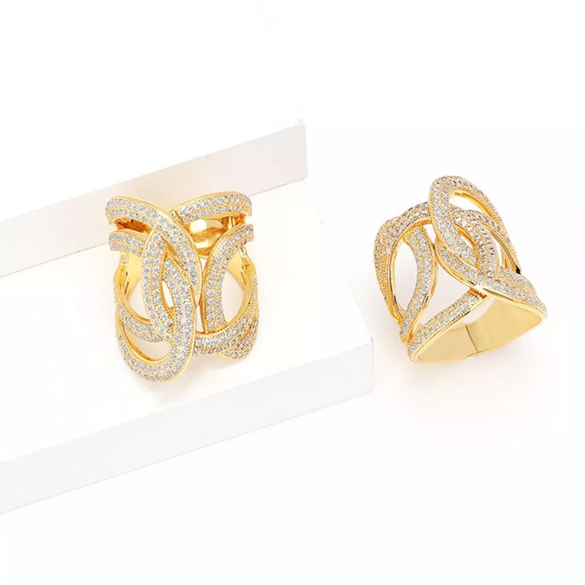 18K Gold - Plated Zircon Ring - 
