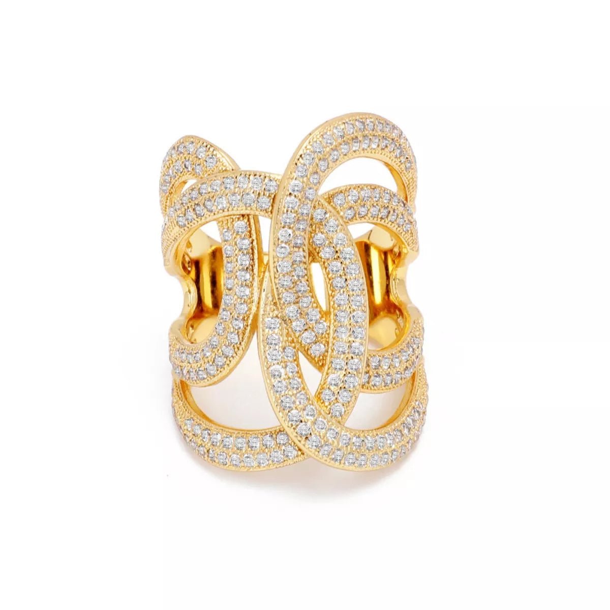 18K Gold - Plated Zircon Ring - 