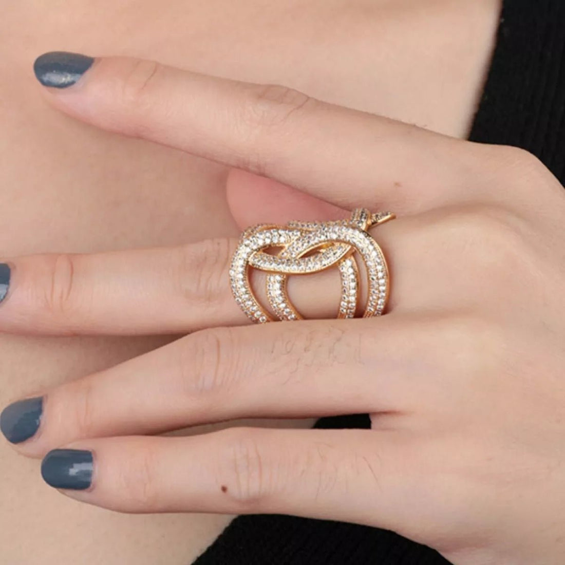 18K Gold - Plated Zircon Ring - 