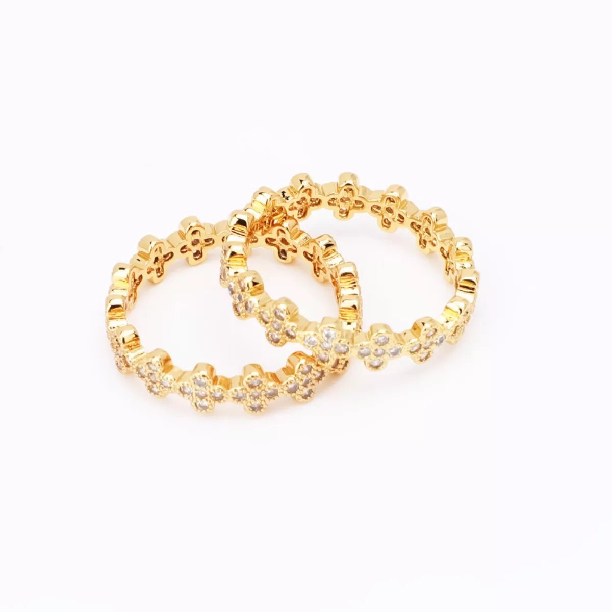 18K Gold - Plated Zircon Ring Size 7 - 