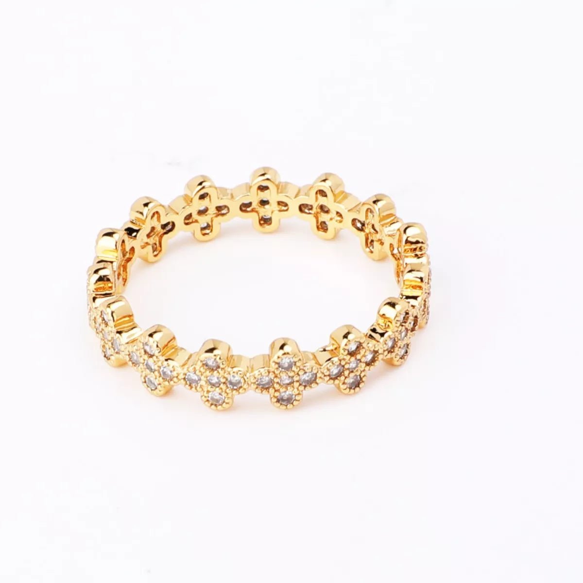 18K Gold - Plated Zircon Ring Size 7 - 